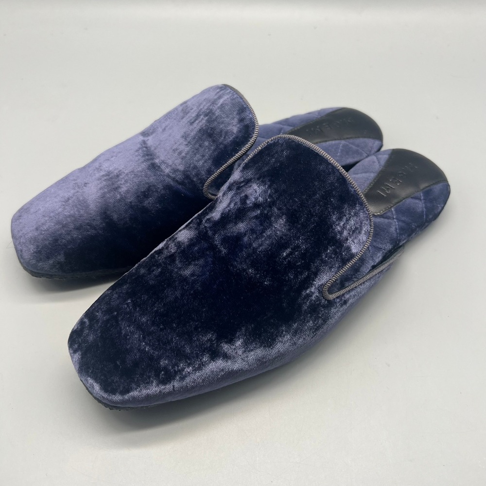 M.Gemi The Corso Velvet Mules Women 37 Blue Quilted Insole Made in Italy EUC‎